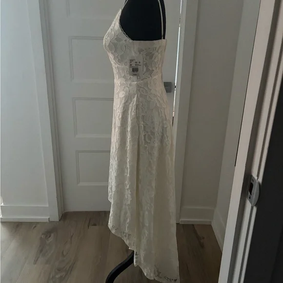 David's Bridal Cream Lace High Low Dress - Picture 3 of 3